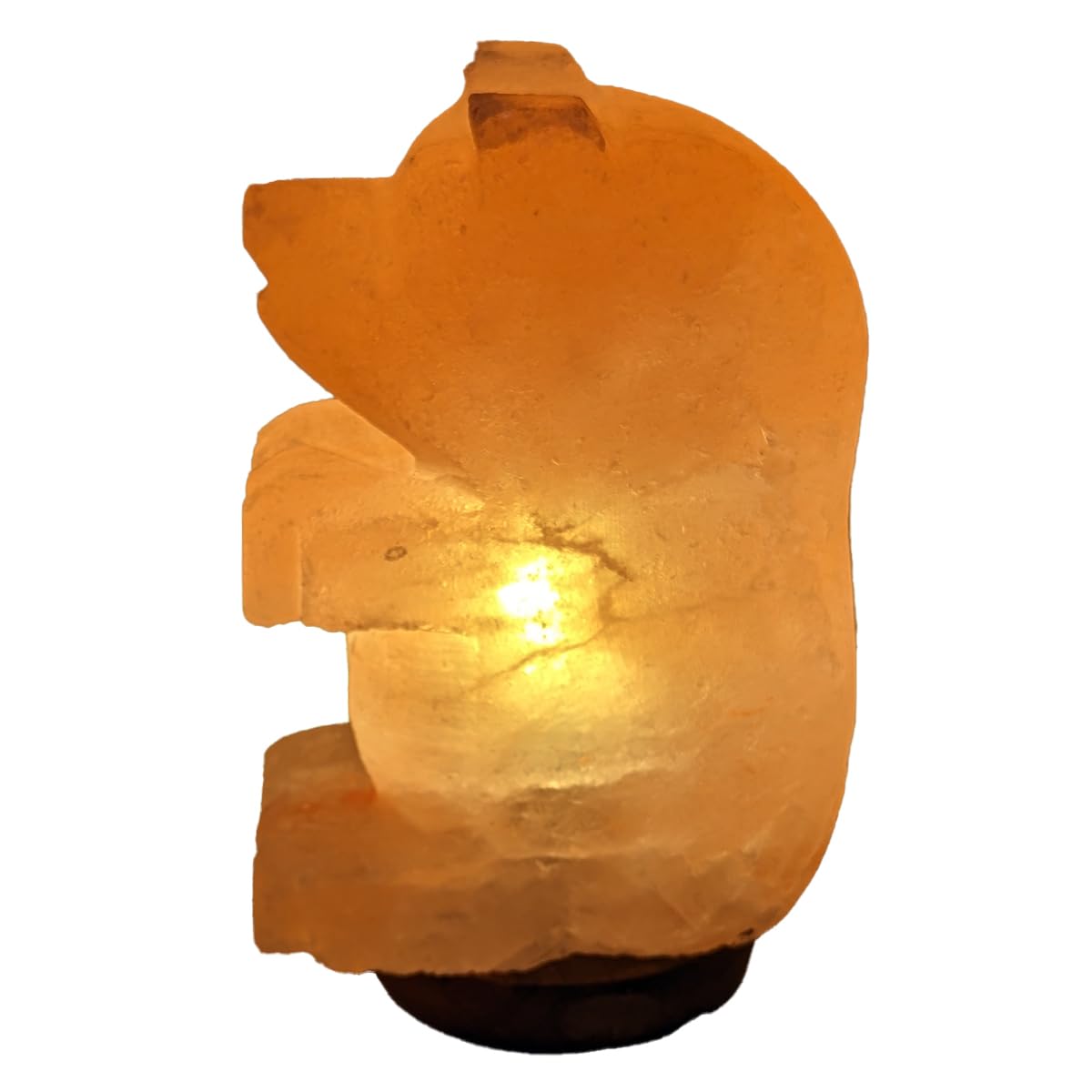 Pink n Salt Bear Shaped Salt Rock Lamp - 100% Organic & Authentic Himalayan Salt Lamp Comes with a Wooden Base - Hand Carved Premium Finish