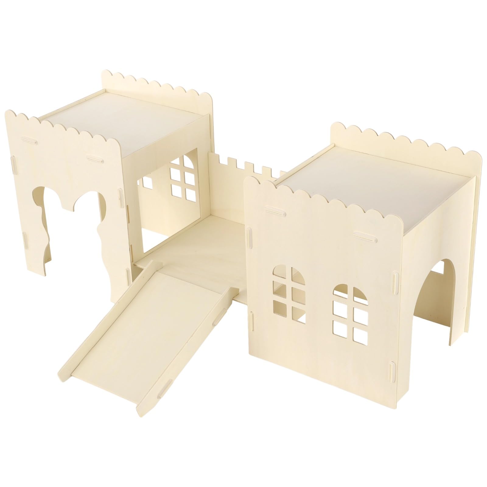 Casetta in legno per conigli, 32 in 3 stanze, casetta per piccoli animali domestici per cincillà e furetti, torre rampicante ventilata per porcellini d'India, habitat multilivello per giocare
