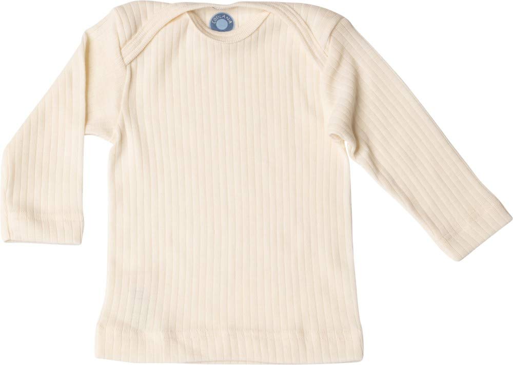 Cosilana Natural Baby T-Shirt Long Sleeve, 45% Organic Cotton, 35% Organic Merino Wool, 20% Silk (16-24 Months (Height 34-36) (86/92), )