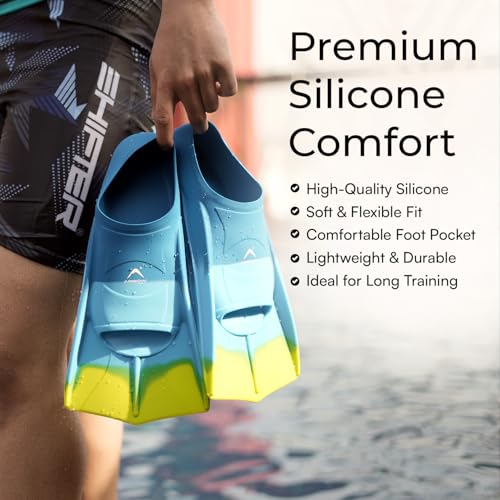 Image of Arrowmax Swimming Flipper Fins for Swimming,Long Floating Fins,Silicone Fins for Freestyle and Backstroke Training,Diving Silicone Fins Leg Paddles (XL-(43-45), Blue)