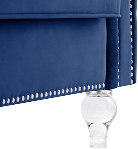 Miniatura 35 de i-POOK Sofá Chesterfield de terciopelo de 83 pulgadas de ancho con 3 asientos, 2 almohadas de felpa, patas de cristal y brazos recortados con cabeza