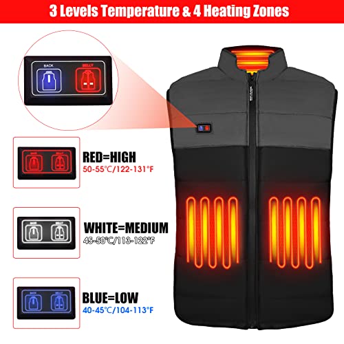 WANFEI Gilet Riscaldato Elettrico con 3 File di Temperatura Regolabile, Riacca Riscaldata con Inserto di Ricarica USB, Gilet Invernale Caldo Lavabile per Uomo per attività all'aperto Fredde - Image 3