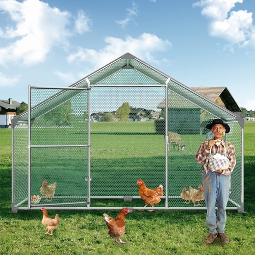 Froadp Pollaio Voliera All'aperto Grande Recinto per Polli Ruspanti con Copertura di Protezione Solare in PE Gabbia Recinto per Polli Recinto per Esterni con Struttura in Acciaio Zincato (3x2x2m) - immagine 8