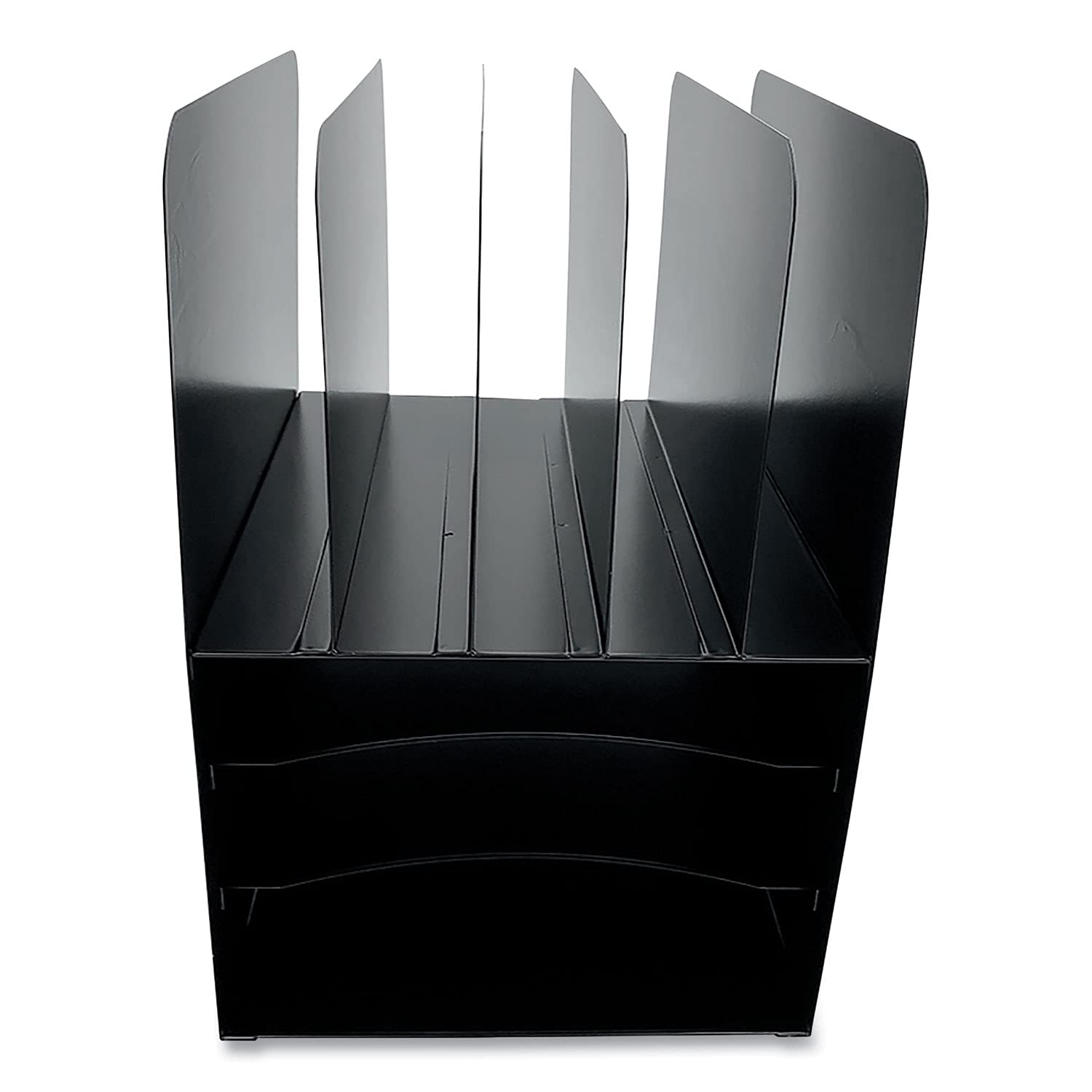 Huron Desktop File Binder Organizer Storage, Combination Vertical 5/Horizontal 3 Slot Compact Letter Tray, Black Steel