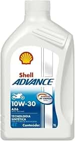 Óleo De Motor Shell Advance AX6 10W30 Lubrificante Semissintético Para Motor Moto 4 Tempos - 1 Litro
