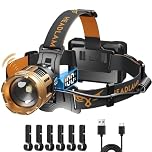 LEKIA Torcia Frontale Potente Professionale, Ricaricabile LED Torcia da Testa con Sensore di Movimento, 7 Modalità Zoombar Lampada Frontale da Campeggio, 9000mAh Impermeabile IP67 per Pesca Trekking