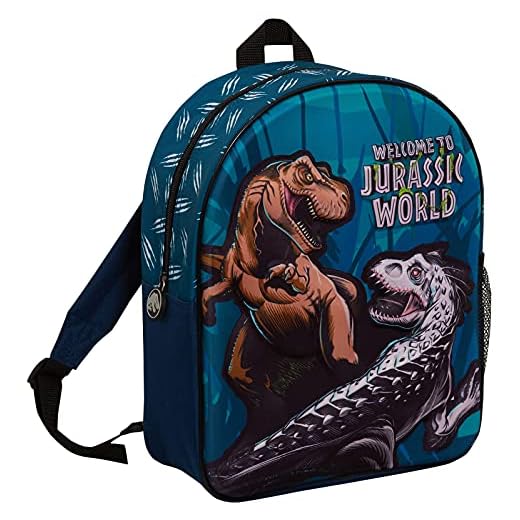 Jurassic World Bag - Mochila para niños con diseño de dinosaurio T-Rex para niños, mochila de regreso a clases, bolsa de almuerzo, azul, Talla única