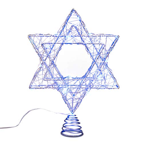 Impress Life Rattan Star Of David Chanukah Christmas Tree Topper, With Warm White Led String, Wire Weaving, Battery Powered, 7'' Star Tree Topper For Diwali, Birthday, Wedding, Parties & Home #TOP5