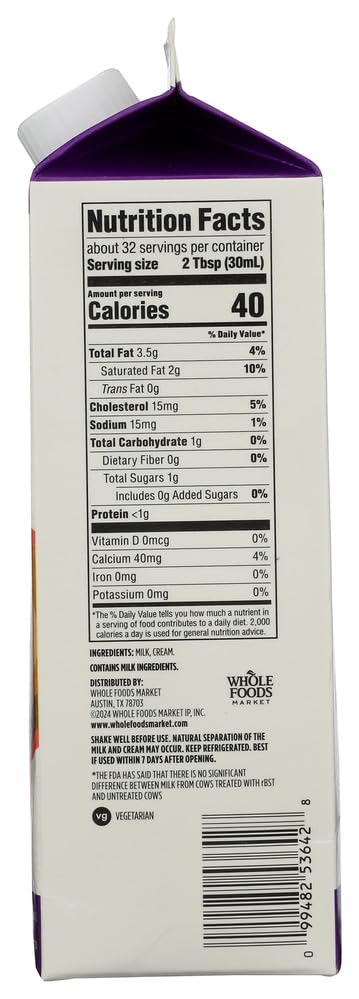 365 by Whole Foods Market Half Half Creamer 32 FZ — view 2