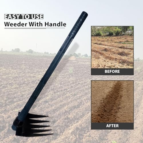 Image of A to Z Hub GT Weeder Remover with Unbrackble Handle,Grass Remover,Lawn Remover,Hedge Cutter,Farm Lawn Remover,Garden Grass Cutter,Lawn Cutter Tool Garden Teeth Rake, Khapali,RAKE,Spade,Tiller,