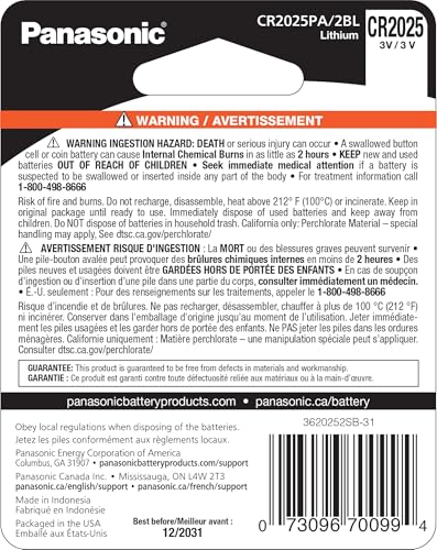 Baterías de litio Panasonic CR2025 3V pack de 2 miniatura 2