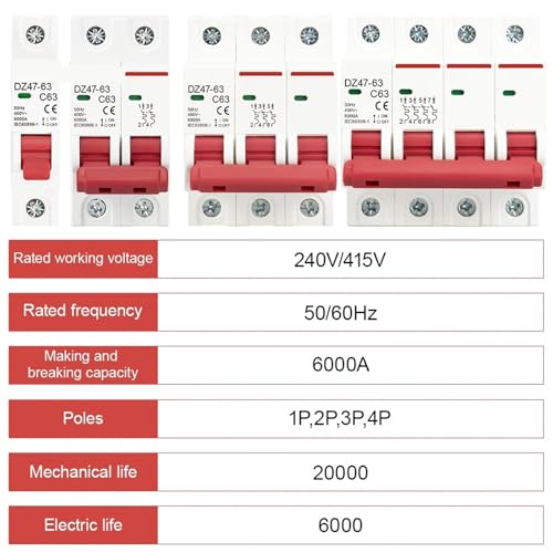 Disyuntor mini MCB tipo C con capacidad de corte de 6 KA para evitar sobrecargas 4