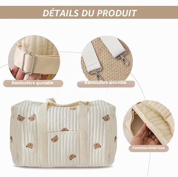 Generisch Sac de maternité pour sac bébé Sacs brodés Grande capacité Couche de maternité Sac de toilette pour maman Voyage pour maman Sac à bandoulière