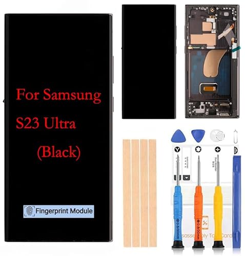 Amoled LCD Digitizer Screen Touch Assembly Replacement LCD Display for Samsung Galaxy S23ultra G918 G918A G918F G918P G918R4 T U V W 6.7inch by BITANR [Black with Frame ]