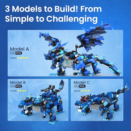 Image of Sillbird Dragon Building Kit with Remote Control STEM Gift for Boys 8-12