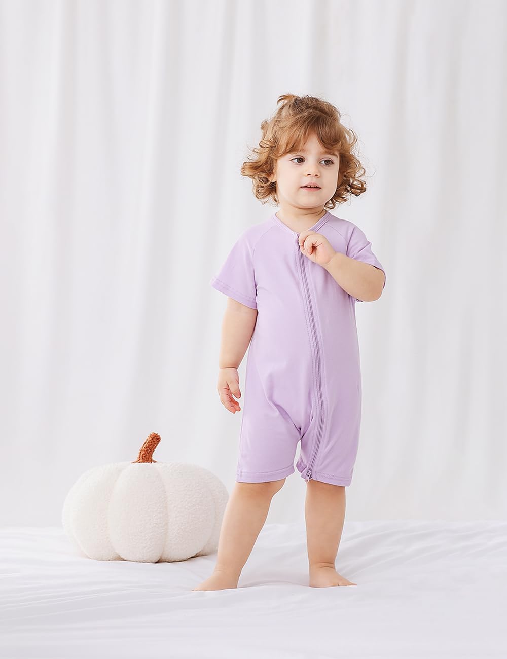 JunNeng 2 Pack Footless Long/Short Sleeve Baby Romper with Zipper Cotton Infant Sleepwear - Image 4