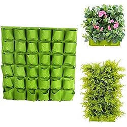 Maceta Jardin Vertical VOANZO Green Garden - Macetero vertical con múltiples bolsillos, soporte de pared, diseño de maceta de fieltro para interior y exterior, 36 bolsillos (100 x 100 cm)