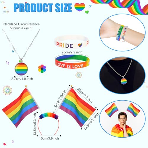 XEPST LGBTQ+ Gay Pride Accessories, 8PCS Progress Rainbow Cape Set including Rainbow Flag Cape, Headband, Sunglasses - Image 4