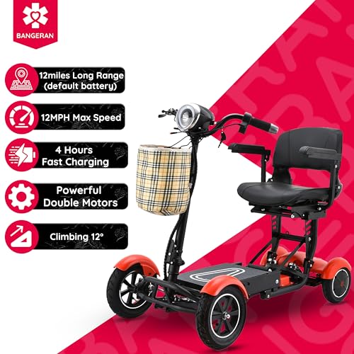 Image of Dragon Mobile EX Medical Power Sooter for Easy & Fun Mobility, Holds 300 lbs, Foldable Detachable Seat with Padded Armrests, Complies with FAA to Be On Airplanes - Matte Red