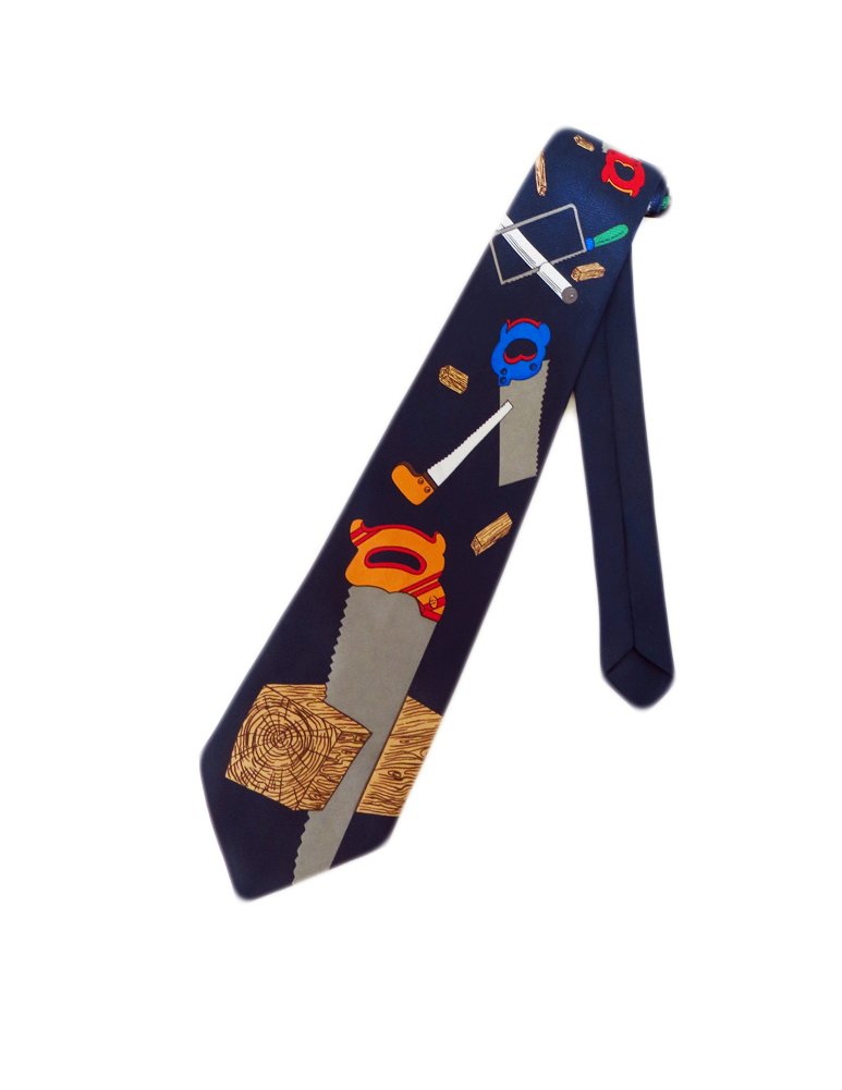 Roberto Cellini Men's Woodworking Necktie - Blue - One Size Neck Tie