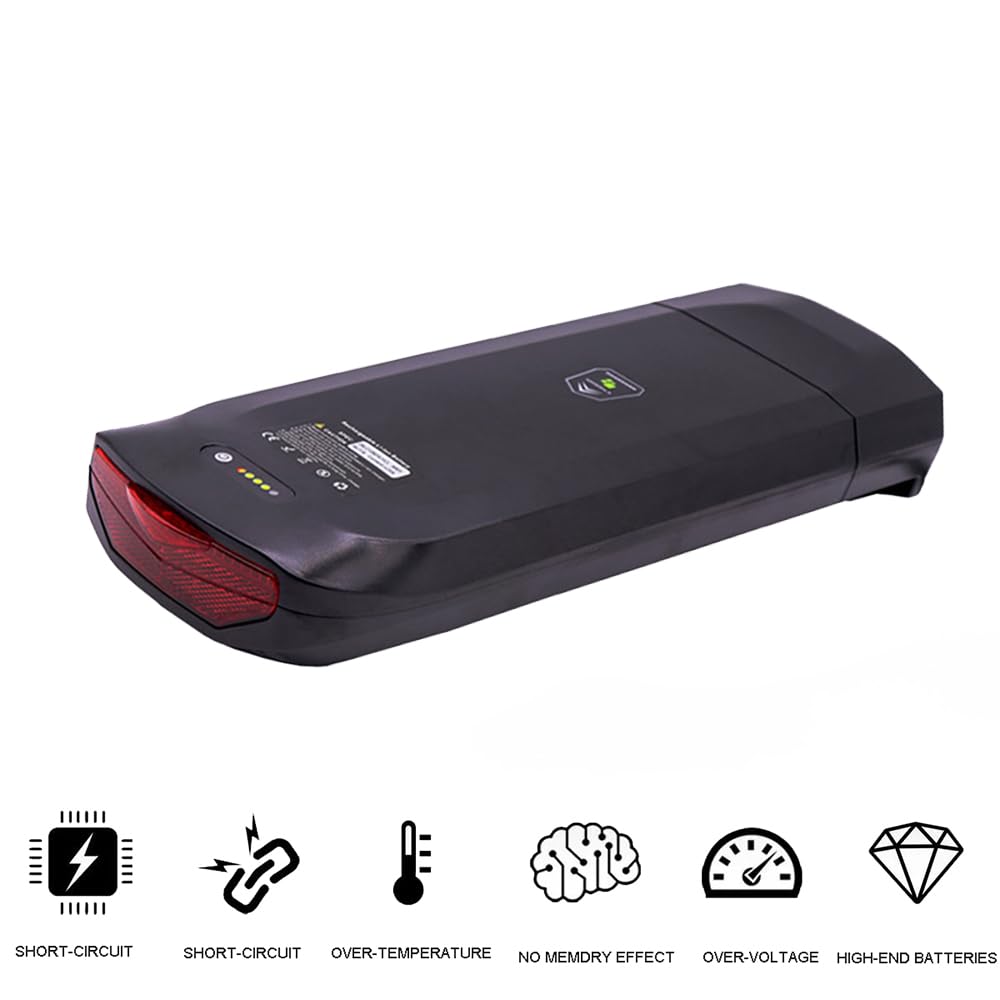 Batteria per Portapacchi Posteriore da 48V 36V 17.5Ah 20Ah 25Ah 30Ah e Batteria al Litio agli ioni di Litio da 52V 15Ah 20Ah per e-Bike con Caricabatterie.