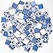 Yatinkim 1x1 Inch 121 Pcs Ceramic Mosaic Tiles for Craft Glazed Blue and White Square Porcelain Tiles Polished China Plate Mosaic Tile Art Crafts DIY Ceramic Pieces Home Decor