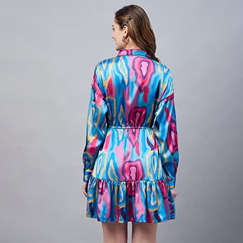 Image of Carlton London Women's Satin Fit and Flare Mini Dress
