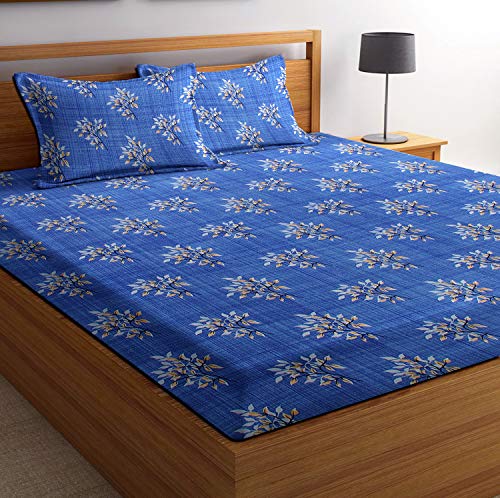 BSB HOME® Microfiber 3D Printed 144 Tc Double Bed Sheets with 2 Pillow Covers (Blue Star, 5X7 ft) (बेडशीट)