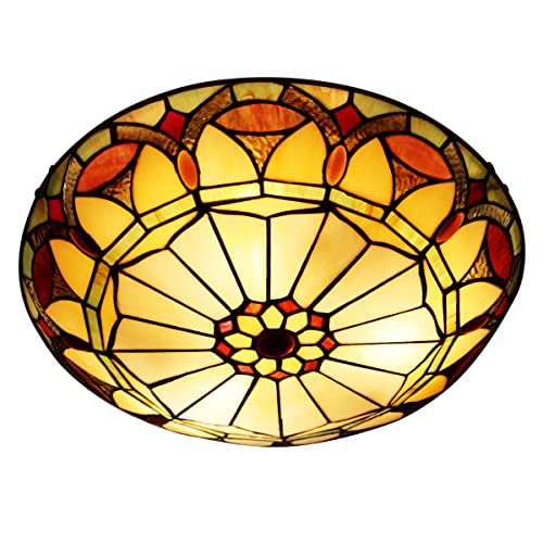 ARTZONE Tiffany Ceiling Light Flush Mount Ceiling Light 3-Light 16 inches Width Modern Style Decor for βHallway Living Room Bedroom ARTZONE Tiffany Ceiling Light Flush Mount Ceiling Light 3-Light 16 inches Width Modern Style Decor for βHallway Living Room Bedroom