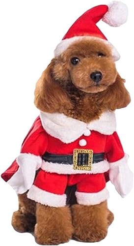 Miniatura 32 de NACOCO - Disfraz de Navidad para mascotas, traje de Papá Noel con gorro para perro, sudaderas con capucha, disfraz para gato de Navidad (Rojo, M)