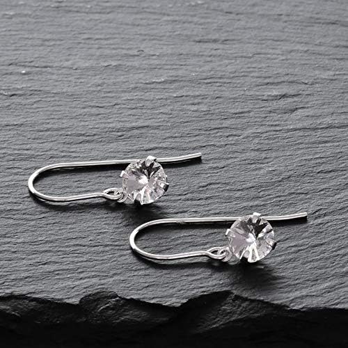 pewterhooter® 6mm petite drop earrings for Women  925 Sterling Silver made with sparkling Diamond White crystal - Gift Box