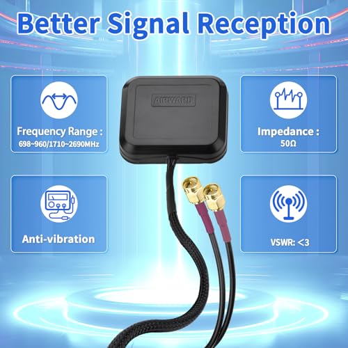 Antenne MIMO 4G LTE SMA avec Support Magnétique Adhésif 3m - 5