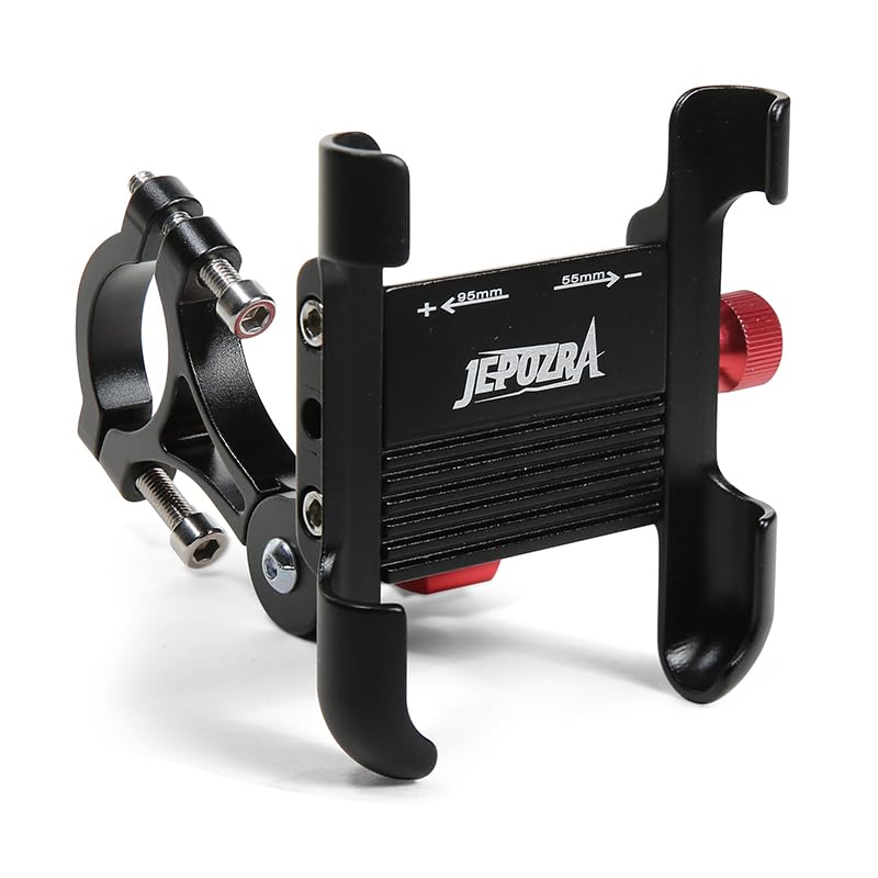 JEPOZRA Phone Holder for Bike Anti Shake Motorcycle Phone Mount 360° Rotation Mountain Bikes Mount Accessories Universal Any Phone Or Handlebar