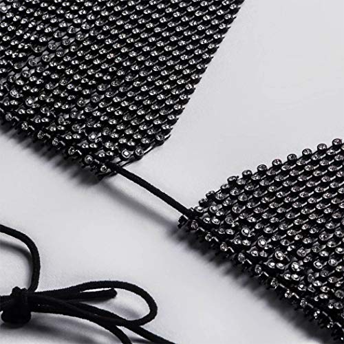 Bodiy Boho Rhinestones Body Chain Mesh Crop Top Beach Bkini Set Chain Crystal Body Jewelry Accessoires For Women And Girls (Black) #TOP5