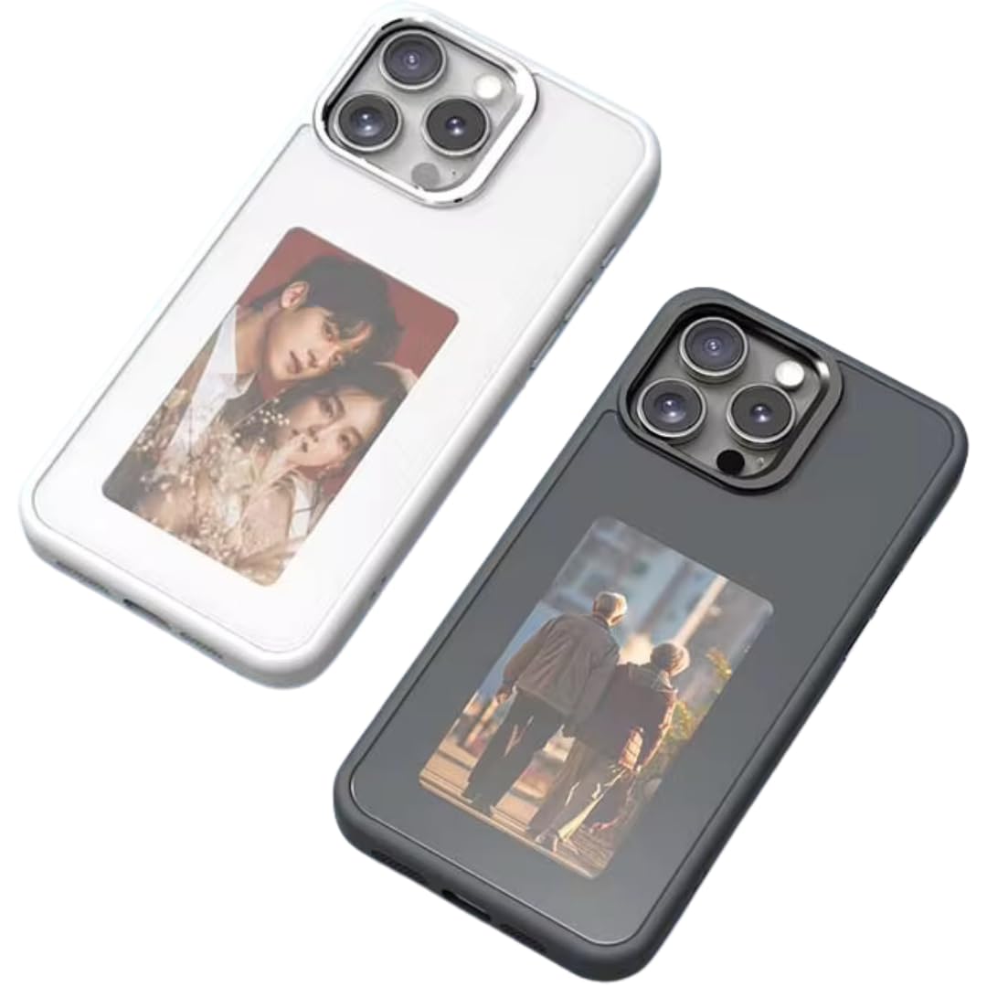 E-Ink Phone Case for iphone App Operation Smart Photo Rear Projection Customiza Phone Case Instantly Display Photos On The Ink Screen Back Cover Personalize Your Phone case (White, iphone 13 promax)
