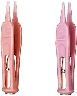 2Pcs Pink Plastic Nose Cleaning Tweezers Nose Booger Cleaner Baby Nasal Tweezers Booger Removers with LED Light for Baby Care, Baby Nasal Aspirators