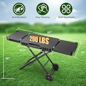 Portable Indoor Grill Table Stand for Ninja Woodfire Outdoor Grill(OG701 OG850 OG951 Series), 51in Large Space, Folding Camping Tailgating Table for Blackstone Griddle/Onni Pizza Oven,2 Wheels Portable Indoor Grill Table Stand for Ninja Woodfire Outdoor GrillOG701 OG850 OG951 Series 51in Large Space Folding Camping Tailgating Table for Blackstone GriddleOnni Pizza Oven2 Wheels