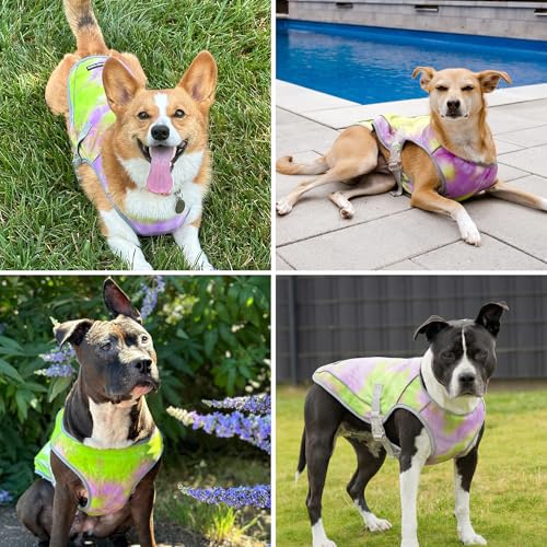 Image of Spark Paws Dog Cooling Vest - SPF 50 UV Sun Protection - Summer Heat Relief Gear for Dogs, Lightweight, Evaporative Cooling - Dog Anxiety Relief Vest During Hot Days - Neon Purple - Size 4XL