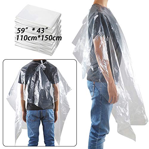 200 Pcs Hair Cutting Capes, Disposable Clear Hair Salon Capes Hairdressing Cape Home Hair Cutting Cape Hair Washing Pad for Kids Adults - Suit for Barber & Home (110x150cm)