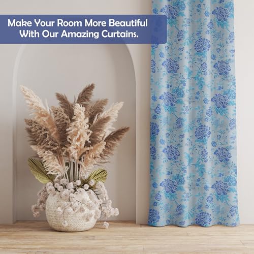 Image of FRESH FROM LOOM Curtains for Door 9 Feet Long | Big Window Curtain Premium Polyester Weaved Parda | Modern Parde for Living Room Bedroom | Home Office Screens (Blue, 9ft, 1pc)