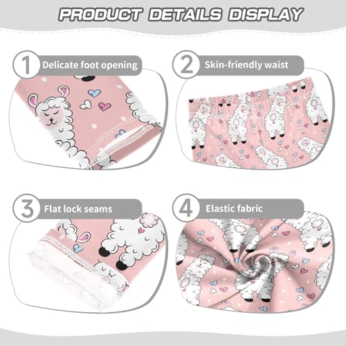 Girls' Leggings Llama Pink Ankle Length Printed Leggings Comfort Pants for Kids 4-10 Years4