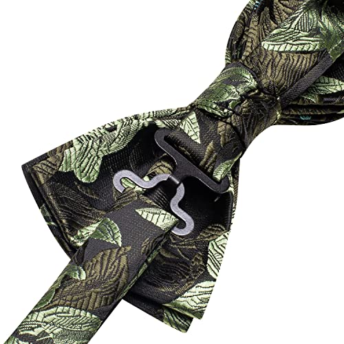 Image of Hi-Tie Bow Ties for Men Pre-Tied Pocket Square with Cufflinks Mens Bowtie Sets for Wedding Formal Party