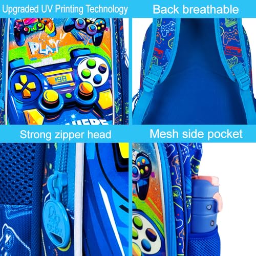 ZLYERT Mochila gamer de 40,6 cm para meninos, 3 peças, mochila infantil para jogos para jardim de in
