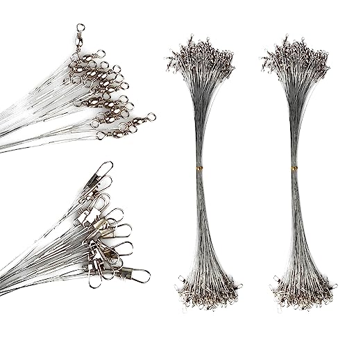 50Pcs Stainless Steel Wire Leaders Nylon-Coated Fishing Line Wire Leaders Rigging With Swivels Snap Kit Connect Tackle Lure Rig Or Hooks 5.9Inch/7.9Inch/9.8Inch/11.81Inch (11.8Inch-50Pcs) #TOP25