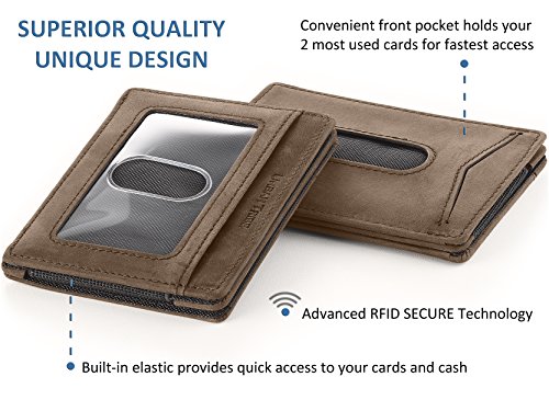 Compact RFID Sleeve Wallet Premium Leather Minimalist Money Clip Card Holder 10 Cards2