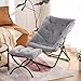 Givjoy Comfy Folded Chair with Ottoman, Oversized Folding Faux Fur Chair Soft Furry Lounge Lazy Chair with Metal Frame Moon Chair Accent Chair for Bedroom, Living Room, Dorm Rooms