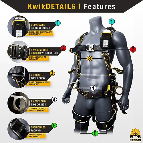 Image of KwikSafety - TYPHOON Safety Harness [3 D-RINGS + BACK SUPPORT] Safety Harness Fall Protection Kit, 2025 ANSI Compliant