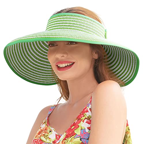 Sombrero de paja para mujer con ala ancha y visor miniatura 1