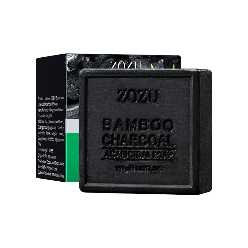 L'ANGOLO Bamboo Charcoal Acaricidal Soap 100g, Face and Body Compatible, Coconut and Olive Oil, Sheabutter, Dense Foam, Deep Cleansing, Skin Purification, Refreshing Cleanse, Fresh and Pleasant