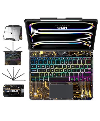 Image of Cyberpunk Clear Keyboard Case for iPad Pro 13 Inch M5 /M4, 360 Swivel